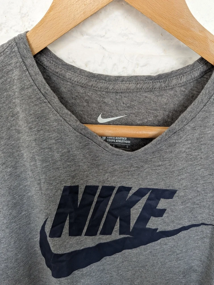 Retro Nike Crew Neck T Shirt - Size 2xl - Grey Spellout - Cotton - P2P 24" - Picture 5 of 6